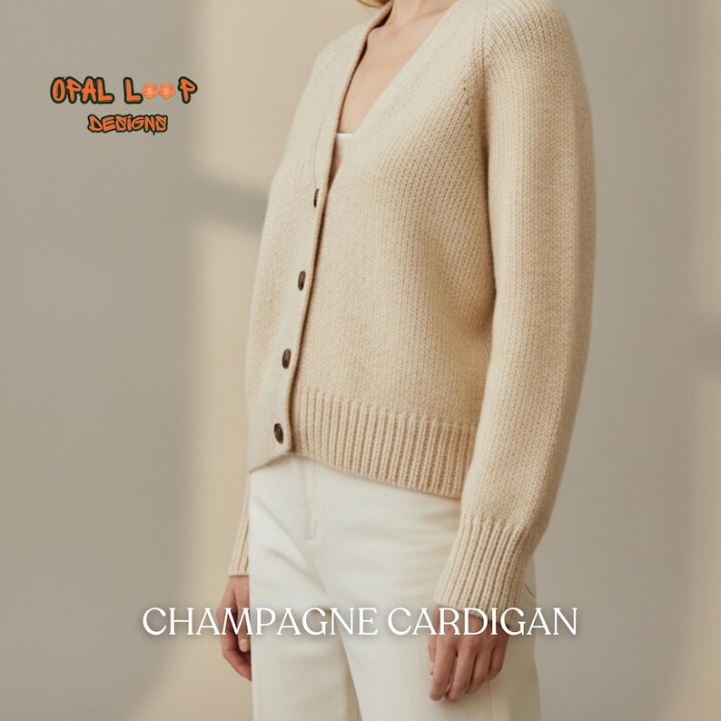 Champagne Cardigan Knitting Pattern PDF | Seamless Top Down Cardigan | Oversized Raglan Sweater Pattern | Double Knit Button Band Cardigan image 4
