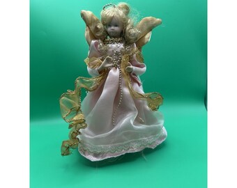 Figura de ángel vintage de 8 pulgadas con luz, funciona con pilas.