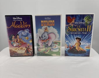 Lot Of 3 Vintage Disney Los Clasicos En Espanol Aladdin, Dumbo, La Sirenita II