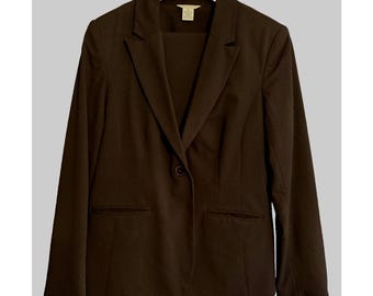 VntgLiz Claibourne 2PC Business Suit Blk pin stripe Jacket 14 Pants 10