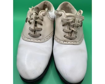Vntg Mens Etonic Lites White & Beige Golf Shoes 9.5 M