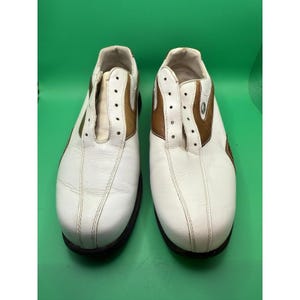 Etonic Leather Golf Shoes Men’s 8.5N White Brown Spiked Narrow Classic Etonic Golf Shoes - Etsy main image 4