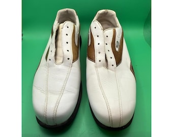 VNTG Men's Etonic  Golf Shoes White and Brown Dry Essential Lace Up Size 10M