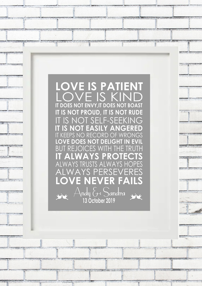 LOVE IS PATIENT Wedding Anniversary Corinthians 13 Reading