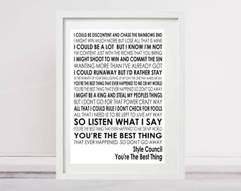 You're The Best Thing - Style Council - Lyrics Poster