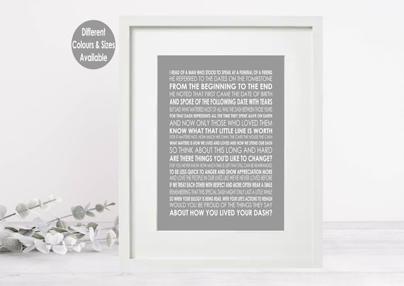 THE DASH LINDA Ellis Poetry Poem Quote Verse Quotes - Etsy