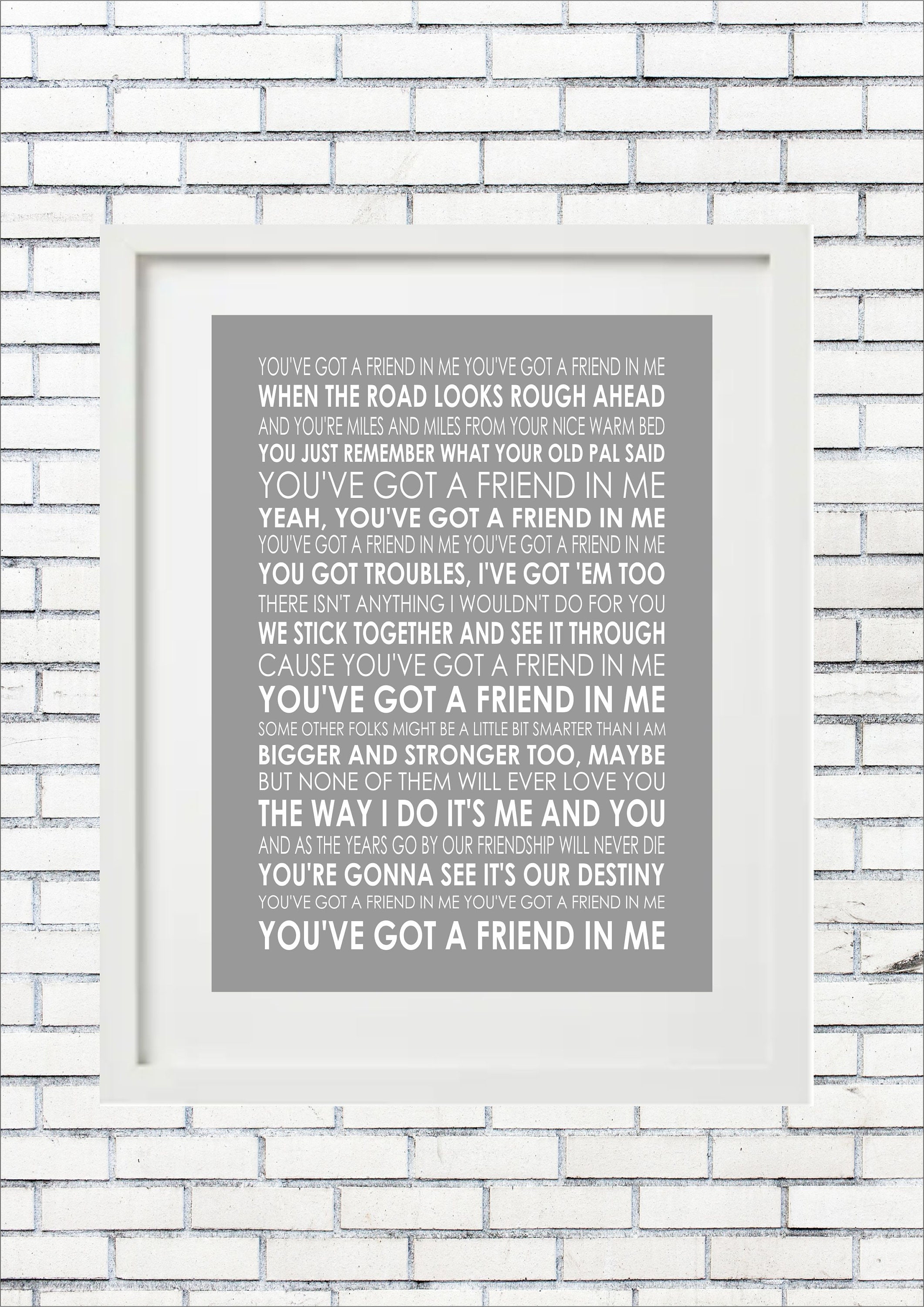 Youve Got A Friend In Me Disney Toy Story Present Lyrics Etsy