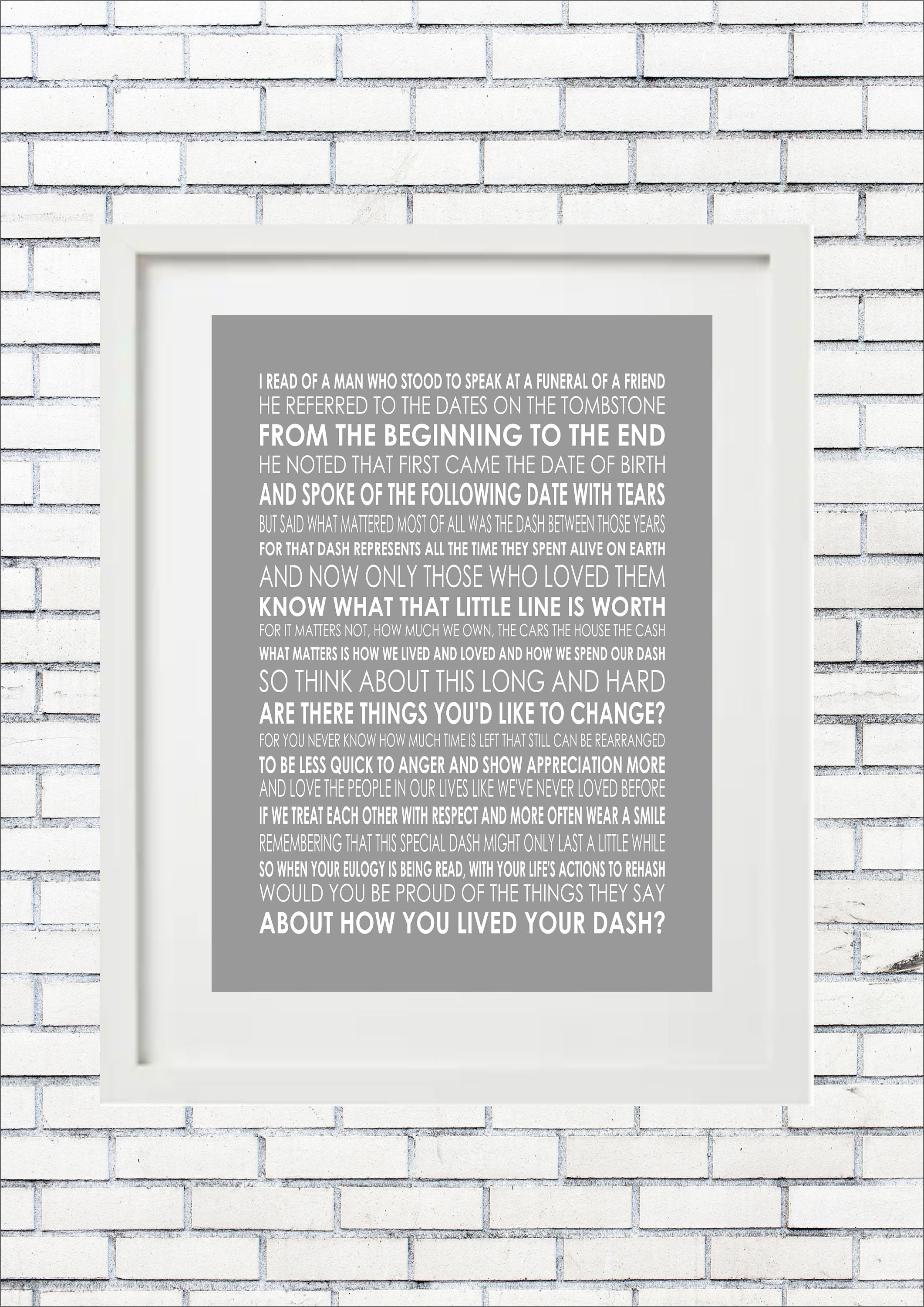 THE DASH LINDA Ellis Poetry Poem Quote Verse Quotes Etsy
