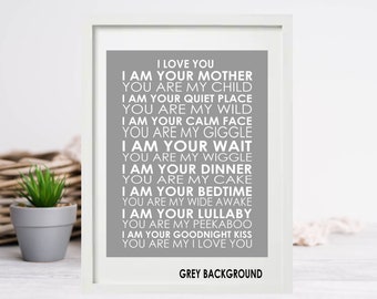 I Am Your MOTHER You Are My Child Nursery Baby Shower Christening Plaque Keepsake Present Unframed Poster Canvas Framed Prints A4 A3 A2 A1