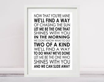 Oasis - SLIDE AWAY - Lyrics Poster