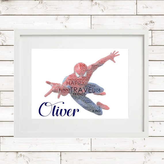 SPIDERMAN MICKEY MOUSE MARVEL DISNEY PERSONALISED WORD ART PRINT BIRTHDAY GIFT