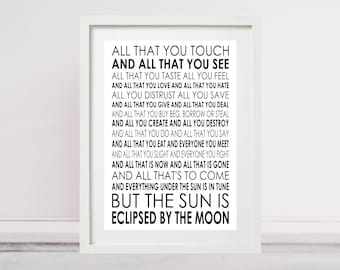 Eclipse - Pink Floyd - Lyrics Poster