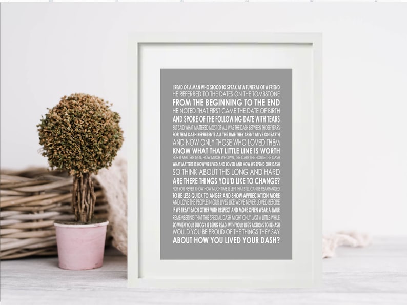 THE DASH LINDA Ellis Poetry Poem Quote Verse Quotes Etsy