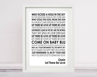OASIS Let There Be Love -  Lyrics Poster