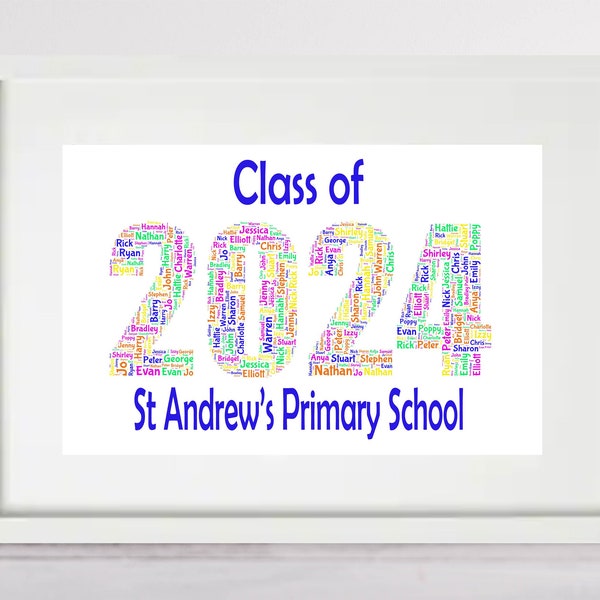 Personalised Class Of 2024 Print Leavers Custom End Of Year Student Gift Word Wall Frame Thank You Leavers Gifts For Student Pupil Teacher