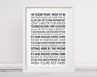 Oasis - ROCKING CHAIR - Lyrics Poster