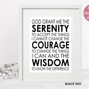 Serenity Prayer Minimalist, Canvas, Wall Art Full Long Version by Reinhold Niebuhr, Alcoholics Anonymous