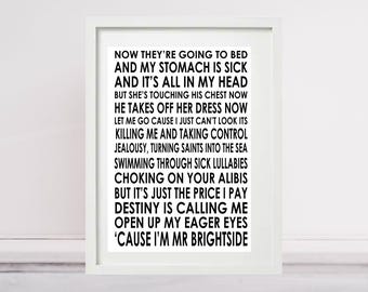 THE KILLERS - Mr Brightside - Lyrics Poster