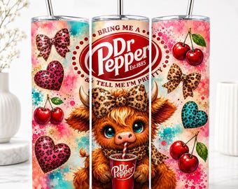 Highland Cow Soda Can Seamless tumbler wrap Highland Cow tumbler sublimation Highland Cow Leopard Tumbler design, Gift for her, Digital file