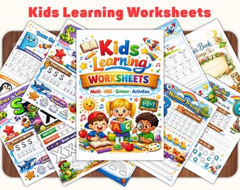 Kids Learning Activities Bundle | 43+ Educational Kids Resources Coloring Books, Worksheets (PLR, MRR)