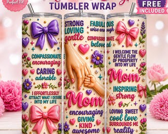Inflated Mother Hand Tumbler Wrap PNG, 20oz Floral Mother’s Day Sublimation Design, Mama Coquette Bow PNG, Mama PNG, Mother's Day Design