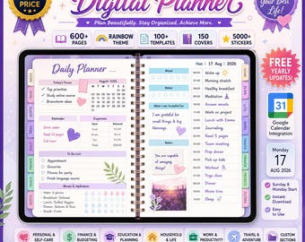 Portrait Digital Planner 2026 2027 2028 & Undated, Good notes Planner, Daily Planner, Weekly Planner, Notability Planner, iPad Planner
