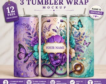 Personalized Nurse Practitioner 20oz Skinny Tumbler Sublimation Seamless Nurse Life Wrap Design, PNG File, Digital, Custom CNA RN Nurse Gift