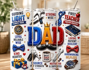 Dad 20oz Skinny Tumbler Wrap, Sublimation Design, Digital Download PNG, Fathers Day Tumbler Wrap PNG, For Dad Tumbler Wrap for Men