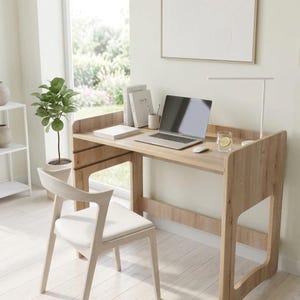 Adjustable Kids Desk, Montessori Study Table, Scandinavian Wooden Workspace, Small Furniture