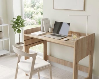 Adjustable Kids Desk, Montessori Study Table, Scandinavian Wooden Workspace, Small Furniture