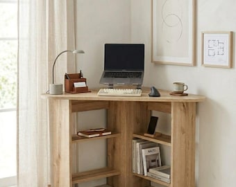 Modern Corner Desk, Space-Saving Minimalist Workstation, Compact Study Table