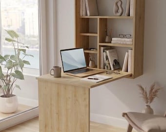 An der Wand befestigter Klappschreibtisch, platzsparender Tisch, minimalistische Hauptbüromöbel