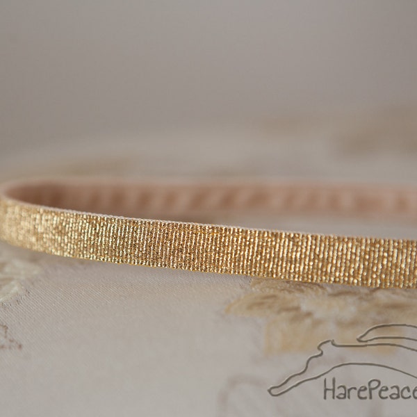 Headband No-Slip Gold Glitter Lurex 3/8"