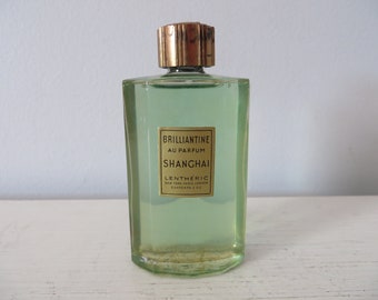 Vintage Lentheric Shanghai Brilliantine - 1920's Perfumed Grooming Oil for Men - Hair, Beard, and Moustache - 2 oz Art Deco Bottle