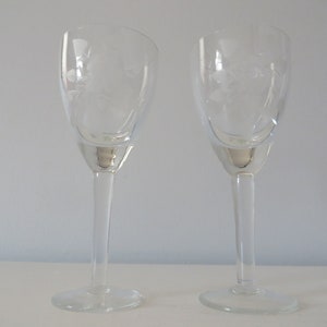Vintage Etched & Frosted Cordial Glasses - 2 oz - Pair - Aperitif