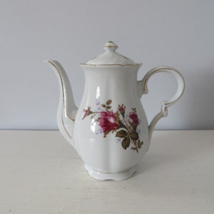 Vintage Japanese Porcelain Coffee Pot - Moss Rose Pattern - 5 Cup Capacity