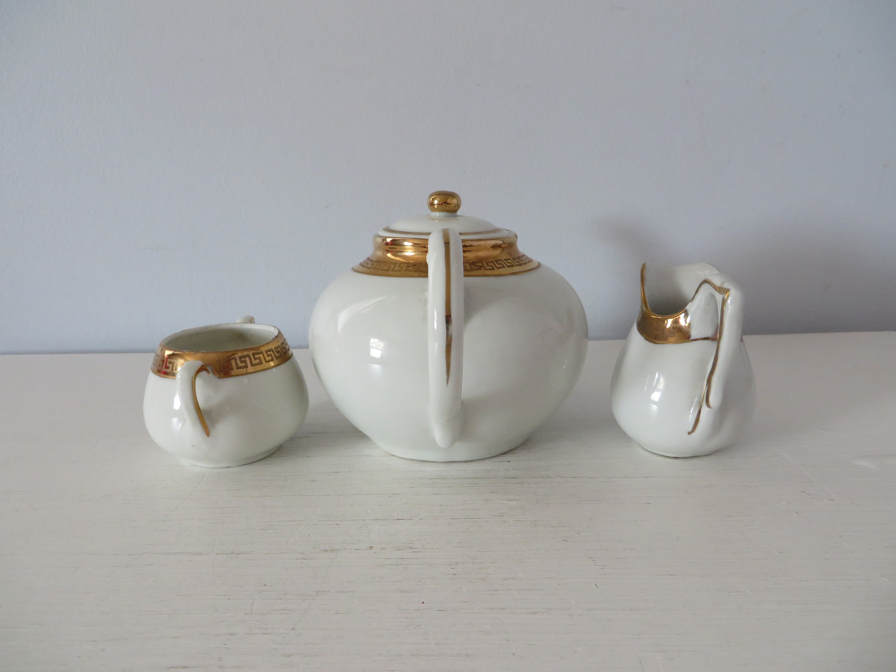 Vintage Small Ceramic 9 Piece Tea Set - Tea for Two - 16 Oz