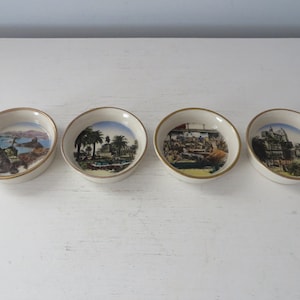 Vintage Delano Studios Hand Crafted Ceramic Dishes - Set of Four - Brazil - Designed For Moore McCormack Cruise Lines