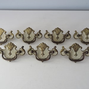 Vintage Chippendale Style Drop Bail Pulls - Set of Seven Drawer Pulls - Furniture Hardware