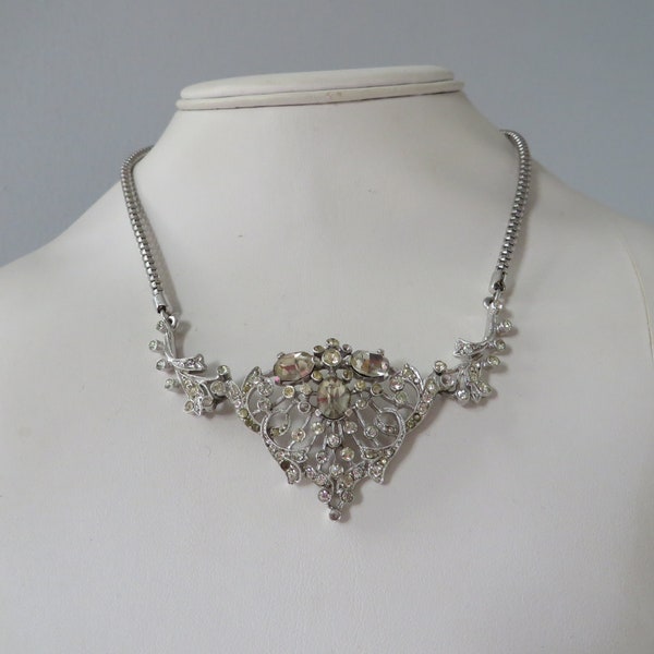 Vintage Rhinestone Paste Collar Necklace - 1950's Jewelry