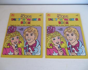 Vintage Barbie and the Rockers Paint 'N' Marker Book - 1987 Golden Books
