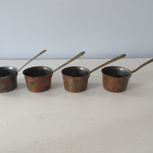 Vintage Corbin Italy Mini Copper Pots - Set of Four - 3 oz - Chef&#39;s Set