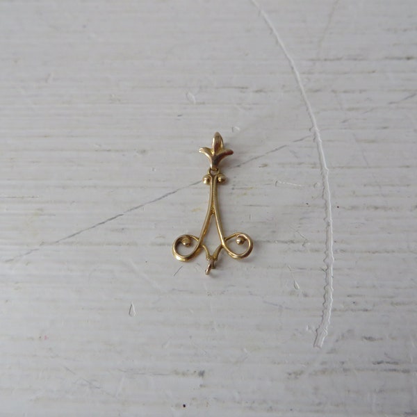 Antique Edwardian 10K Gold Lavalier Pendant for Jewelry Making