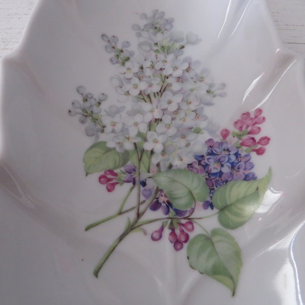 Vintage Old Nuremberg Porcelain Lilac Leaf Shaped Dish - Bavaria, Germany