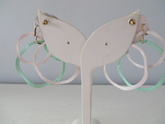 Vintage 1980's Enamel Earrings - Overlapping Over… - image 5