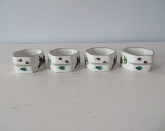 Vintage Ardalt Japan Porcelain Napkin Ring Place Card Holders - Set of Four - Garden Creatures - Spring Table Decor - Afternoon Tea Party