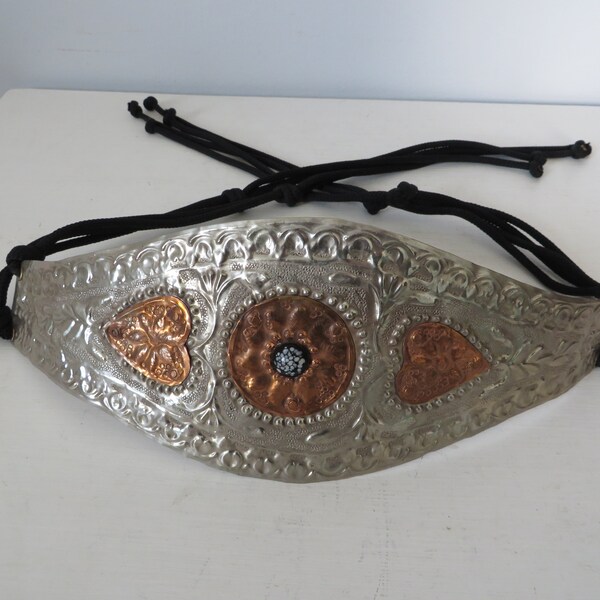 Vintage Hammered Aluminum and Copper Belt - Carol for Eva Graham - Sizes 28", 30", 32", 34" - Obsidian Stone