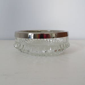 English Cut Glass Serving Bowl w/ Silver Plated Rim