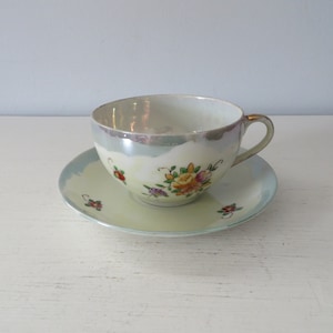Vintage Japanese Lusterware Teacup and Saucer - 8 oz