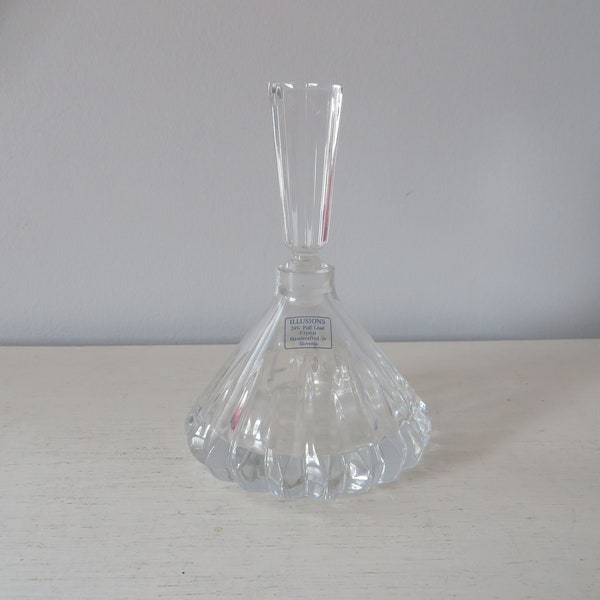 Vintage Crystal Perfume Decanter - Bottle with Stopper - Illusions Lead Crystal from Slovenia